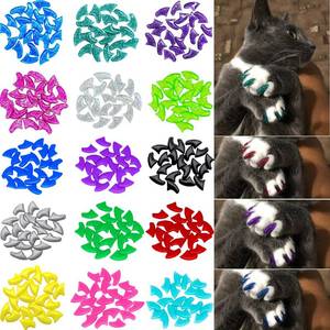 lot 21788 image: VICTHY 160pcs Cat Nail Caps (16 Colors) with Adhesives & Applicators (Small)