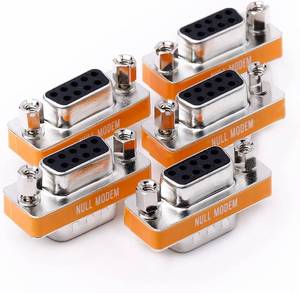 lot 21791 image: DB9 Null Modem Adapter Male to Female Slimline Serial Port 5 Pack