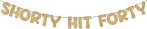 lot 21810 image: Fulmoon Shorty Hit Forty Banner Glitter 40th Birthday Decor,Champagne Gold