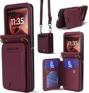 lot 21813 image: Motorola Razr Wallet Case, 5 Card Slots, RFID Blocking, Detachable Strap
