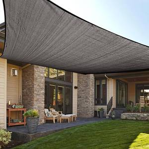 lot 21823 image: LOVE STORY 10 x 13 Rectangle Sun Shade Sail for Outdoor Patio, Dark Grey