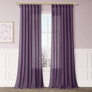 lot 21833 image: Joywell Linen Curtains 84 Inches Long for Living Room Hook Belt Plum
