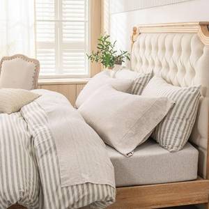 lot 21837 image: PURE ERA Jersey Knit Sheet Set Heather Beige Queen