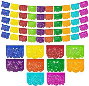 lot 21838 image: Papel Picado Banner 5-pk - Mexican Party Banners - Fiesta Party Decorations
