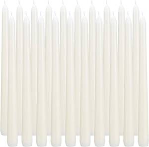 lot 21848 image: flamecan Ivory Taper Candles, 20 Unscented 10in, Cotton Wicks, 7-8h