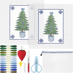 lot 21849 image: XunYee 23 Pcs Chinese Christmas Tree 18 Mesh Needlepoint Canvas Kit
