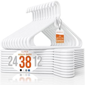 lot 21855 image: HOUSE DAY Heavy Duty Plastic Hangers 38 Pack - Thick White Clothes Hangers