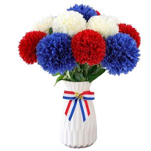 lot 21859 image: Hananona 12 Pcs Artificial Chrysanthemums Flowers, Red, White, Blue