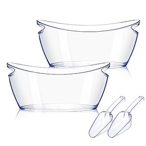 lot 21861 image: Tchrules 5.5L Ice Buckets for Parties-Acrylic Ice Bucket with Scoops,2Pcs