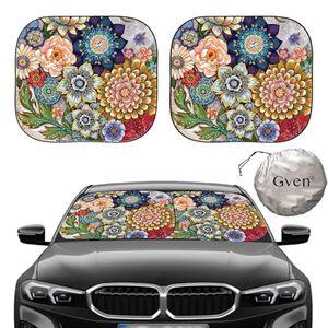 lot 21876 image: Gven Windshield Sun Shade - 2-Piece Foldable Front Window, Blocks UV