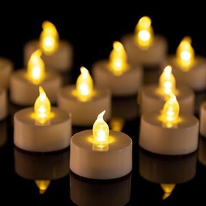 lot 21878 image: LED Tea Lights Battery Operated Flameless Candles 50 Pack Warm Yellow