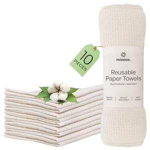 lot 21879 image: mioeco 10 Pack Reusable Kitchen Paper Towels, Organic Dish Cloths