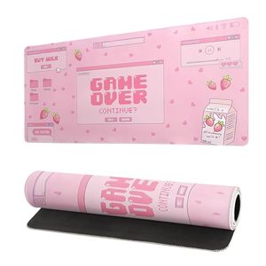 lot 21885 image: Pink Gaming Mouse Pad 27.6x11.8 in, Large Mat, Non-Slip, Stitched Edges