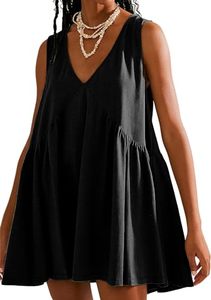 lot 21890 image: Sleeveless Mini Dress for Women V-Neck Sundress with Pockets (2S-Black-S)