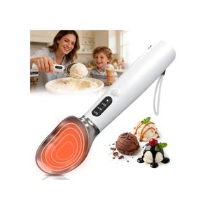 lot 21893 image: Heated Ice Cream Scoop, 3 Temp Settings Electric Warming Scooper, White