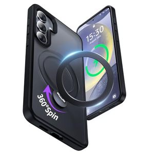 lot 21898 image: Samsung Galaxy S24 Case, MagSafe, 360  Rotatable Magnetic Ring Stand, Black