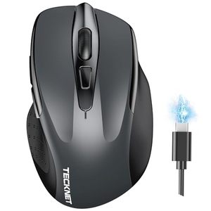 lot 21899 image: TECKNET Wireless Mouse, BT 5.02.4G, Rechargeable 6-DPI Silent, Grey