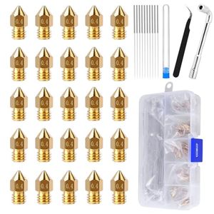 lot 21914 image: Comgrow 25PCS MK8 Ender 3 V2 Nozzles 0.4MM, 3D Printer Brass Hotend Nozzles