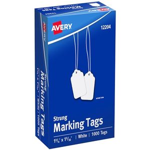 lot 21918 image: Avery 12204 Medium-Weight White Marking Tags, 1 34 x 1 332 (Box of 1000)