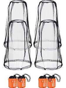 lot 21919 image: HESTYA 4 Pack Mosquito Head Net Mesh Face Cover Outdoor, Black