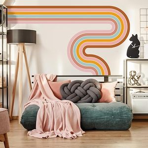 lot 21927 image: B Removable Boho Geometric Wall Stickers 3D Rainbow Line Decals