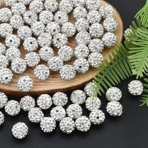 lot 21939 image: 120pcs 10mm White Rhinestones Clay Beads for Jewelry Making