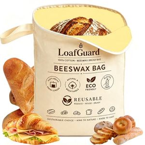 lot 21940 image: Beeswax Bread Bags, Reusable Linen 17x13 Bag with Wide Zipper, Airtight