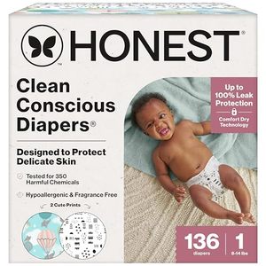 lot 21946 image: The Honest Company Daytime Diapers, Pattern Play Above All, Size 1, 136ct