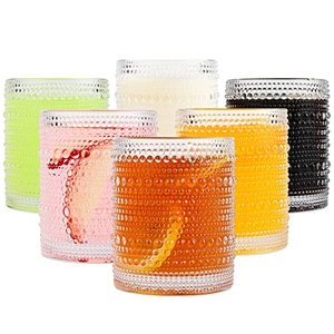 lot 21955 image: ZMOWIPDL Drinking Glasses Set of 6,12oz Clear Hobnail Glass Cups