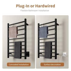 NORTTA 10-Bar Towel Warmer Plug-in Hardwired 3 Modes Black Steel 21"W 34"H - Retail: $169
