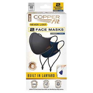 lot 19769 image: Copper Fit Unisex Never Lost Face Masks, 6 Pack (B08Q3DKK4D) - Retail $30