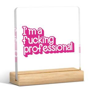 lot 19777 image: Funny Team Office Gifts for Employee Boss Supervisor Funny Office Decor for Desk Shelf Humorous Saying Decorations for Work Acrylic Signs 4 x 4 inches