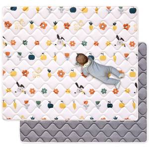lot 19818 image: Odorless Premium Foam Baby Play Mat 50 x 50, Soft Microfiber Fabric Crawling Mat for Floor- Comfortable and Hypoallergenic, Non-Slip Cushioned Floor Playpen mat for Infants,Babies,Toddlers - Retail $14