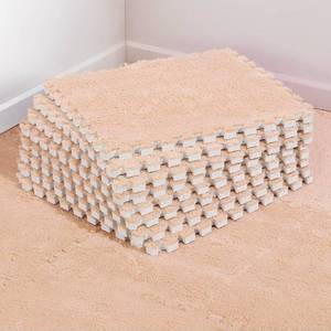 lot 19841 image: 8 pc Thickened Plush Foam Interlocking Floor Mat, Interlocking Foam Tiles with Edgings for Kids, Soft Anti-Slip Puzzle Area Square Rug Playmat for Children Room Bedroom(11.8, Light Brown) - Retail $37