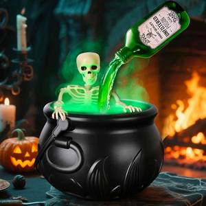 lot 19845 image: Cauldron Halloween Decor with Magic Floating Potion Bottles and Diffuser - Retail $45