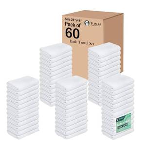 lot 19853 image: TOALLA 100% Cotton Bath Towel Set Pack of 60500 GSMSoft Large Bath TowelSuper AbsorbentQuick DryIdeal for Pool Home Gym Spa HotelPerfect for Daily UseBath Towel Set 24 x 48 InchesWhite - Retail $125
