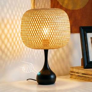 lot 19855 image: ONEWISH Touch Bedside Lamp for Bedroom, 3-Way Dimmable Table Lamps for Nightstand, Handwoven Bamboo Shade Desk Lamp for Living Room, Home Office - Retail $40