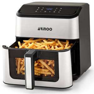 lot 19862 image: ARINOO 8 Qt Air Fryer Pro with Viewing Window, 8 Presets and Recipe Book - Retail $67