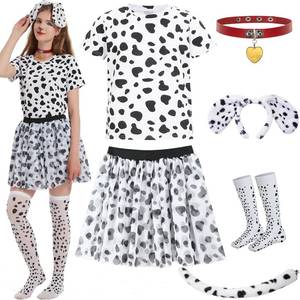 lot 19880 image: Z-Shop Halloween Dalmatian Costume for Women 2025,Adult Outfit Shirt Headband Ears and Tail Accessories,XL White - Retail $20
