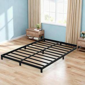 lot 19892 image: 4 Inch Full Bed Frame Low Profile, Heavy Duty Full Size Metal Platform Bed Frame No Box Spring Needed, Sturdy, Easy Assembly, Noise-Free, Black - Retail $115