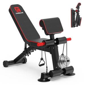 lot 19904 image: K KiNGKANG Adjustable Weight Bench, Foldable Home Gym, 1050lbs Capacity - Retail $150