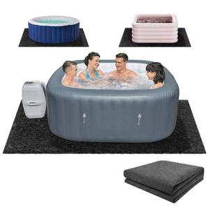 lot 19916 image: AceShow 80 x 80 Hot Tub Mat for Inflatable Tub Floor Pad Thickened Hot Tub Pad 80 inch Indoor Jacuzzi Mat Absorbent Spa Pool Ground Base Flooring Protector Mat for Protect Hot Tub Pool from Wear - Retail $64