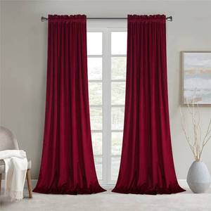 lot 19921 image: Roslynwood Rose Red Velvet Curtain 108 inches Long - Home Decor Curtains Block Light Rod Pocket Thermal Insulated Window Drapes for Living RoomBedroomParty, W52 x L108, 2 Panels - Retail $46