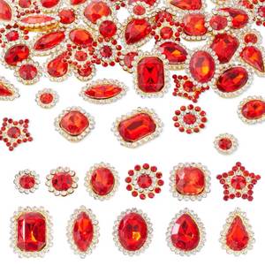 lot 19943 image: Spritewelry 100 Pcs Flatback Rhinestones Teardrop Round Star Sew on Rhinestones Red Crystal Gems Rhinestone Buttons with Gold Claw for Jewelry Crafts Clothes Dress DIY Craft - Retail $15