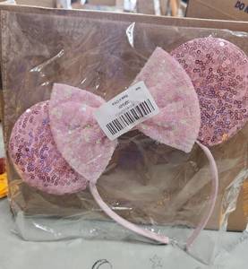lot 19994 image: UNDEHAAC Bow Mouse Ears Headband Cute Sequin Headband for Women (Pink) - Retail $0