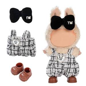 lot 20014 image: Cute Clothes for Doll Design Outfit Blind Mystery Box Accessories Mini La Boo-Boo Blah Bu Bu BuLafufu Ropa Plush Toy Stuff Dress Overalls Pajamas Hoodie Black&White - Retail $14