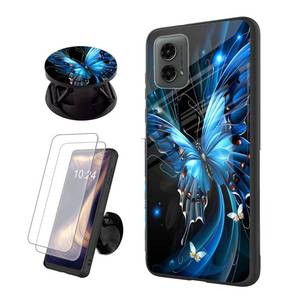 lot 20054 image: Tudguiloae Tempered Glass Back for Moto G Play 5G 2024 Phone Case Blue Butterfly Design, Soft Screen Protector, Comfortable Grip and Glossy Finish, Versatile Stand for Hands-Free Viewing 6.5 inch - Retail $2,998