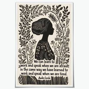 lot 20063 image: Feminist Wall Art Retro Motivational Wall Decor Audre Lorde Quote Canvas Posters Trendy Empowering Inspirational Art Womens Rights Inspirational Botanical Decor Gift for Her 16x24inch Unframed