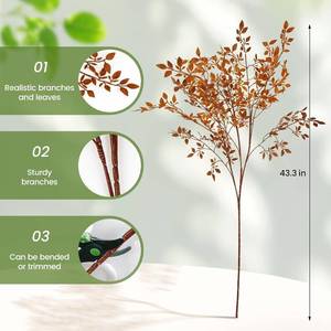 lot 20083 image: ACJRYO 2Pcs Artificial Branches, 43.3inches Fall Artificial Nandina Branches Fake Faux Plastic Tall Stem Autumn Plants for Indoor Outdoor Table Centerpiece Fireplace Halloween Home Decor, Orange