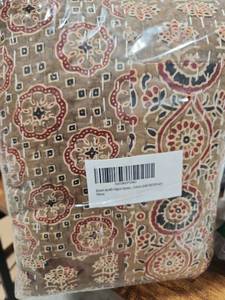 lot 20097 image: Brown Ajrakh Hippie Queen Kantha Quilt Handmade Bohemain Bedspread King Size Vegetable Dye Kantha Blanket Bedcover Boho Quilting Indigo Print Ajrakh Cotton Quilt 90X108 inch - Retail $71